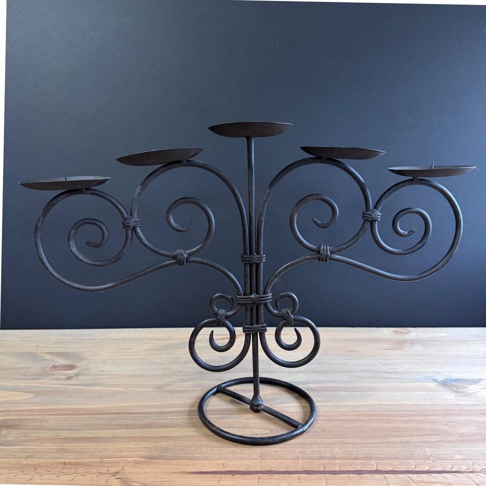 18" castlecore gothic 5 pillar pricket candelabra Spanish revival Hand forged